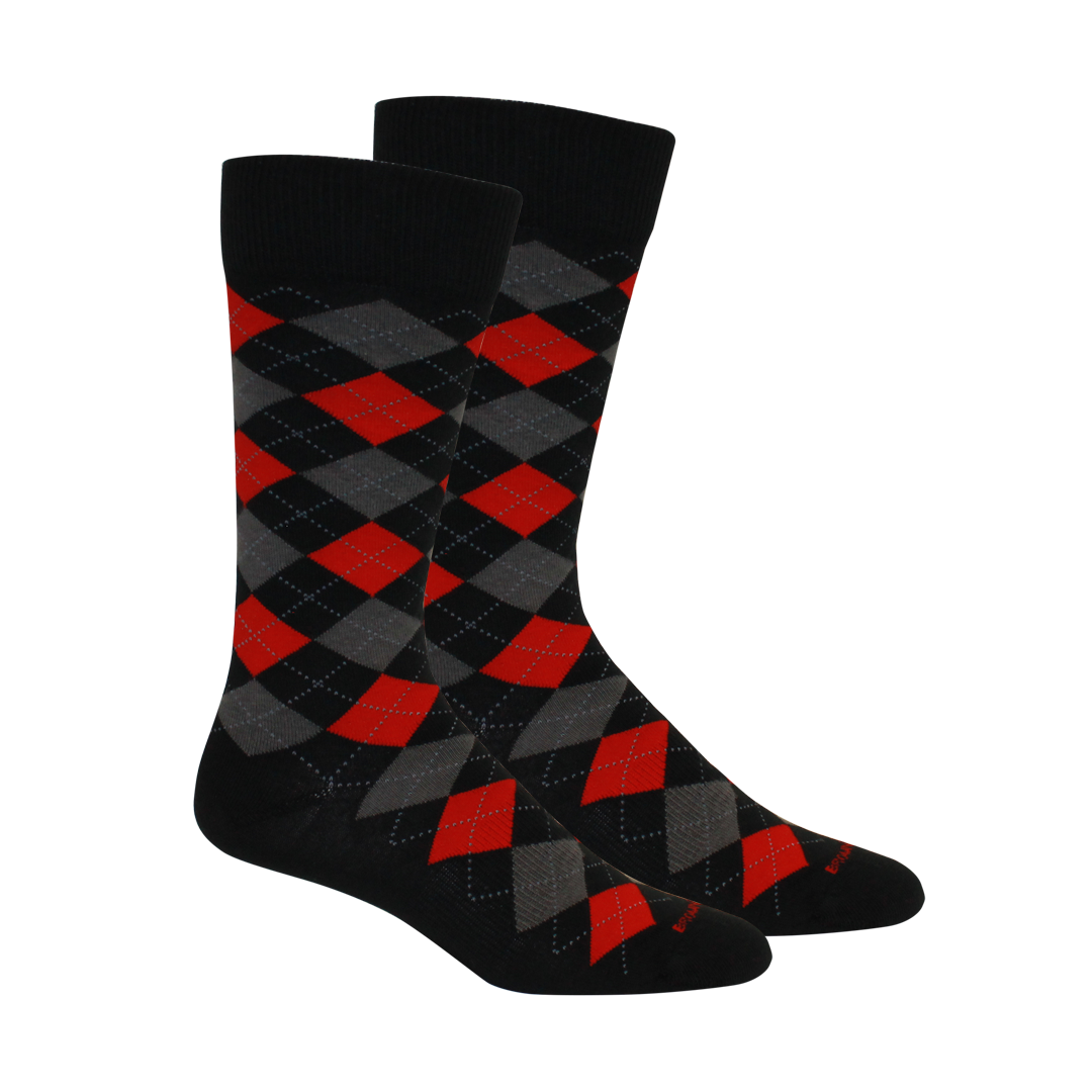 Argyle Socks: Black-Red
