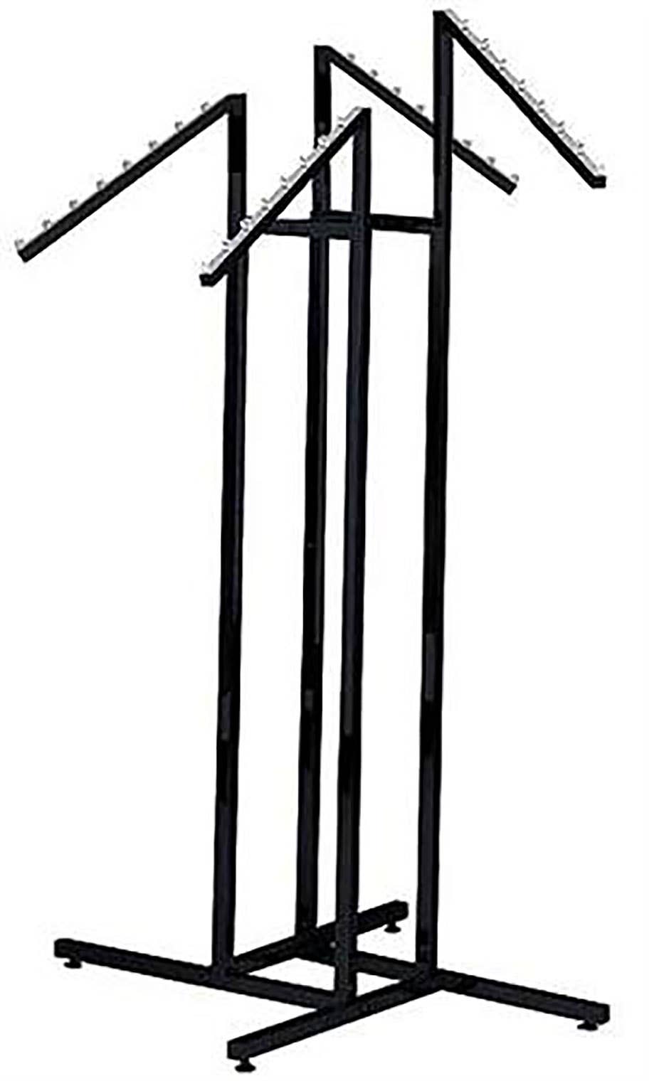 4-Way Black Clothing Rack With Slant Arms
